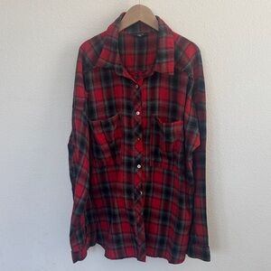 Vici Women's Fringed Flannel Shirt Size Large